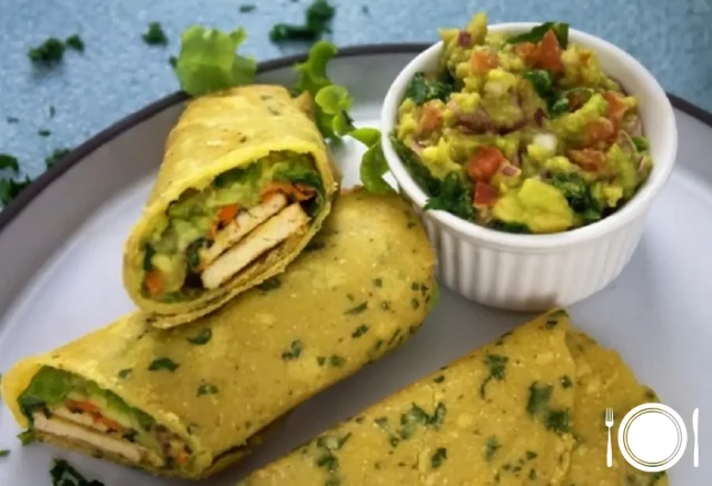 Wrap de Salada de Grão de Bico com Ervas: Frescor e Sabor