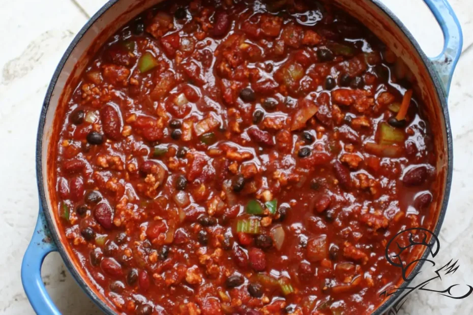 chilli dentro de uma caçarola na cor azul